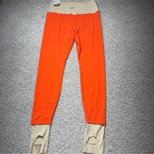 NWT Women’s Nike Yoga Luxe Orange Beige Tight Fit High Rise 7/8 Leggings Size L